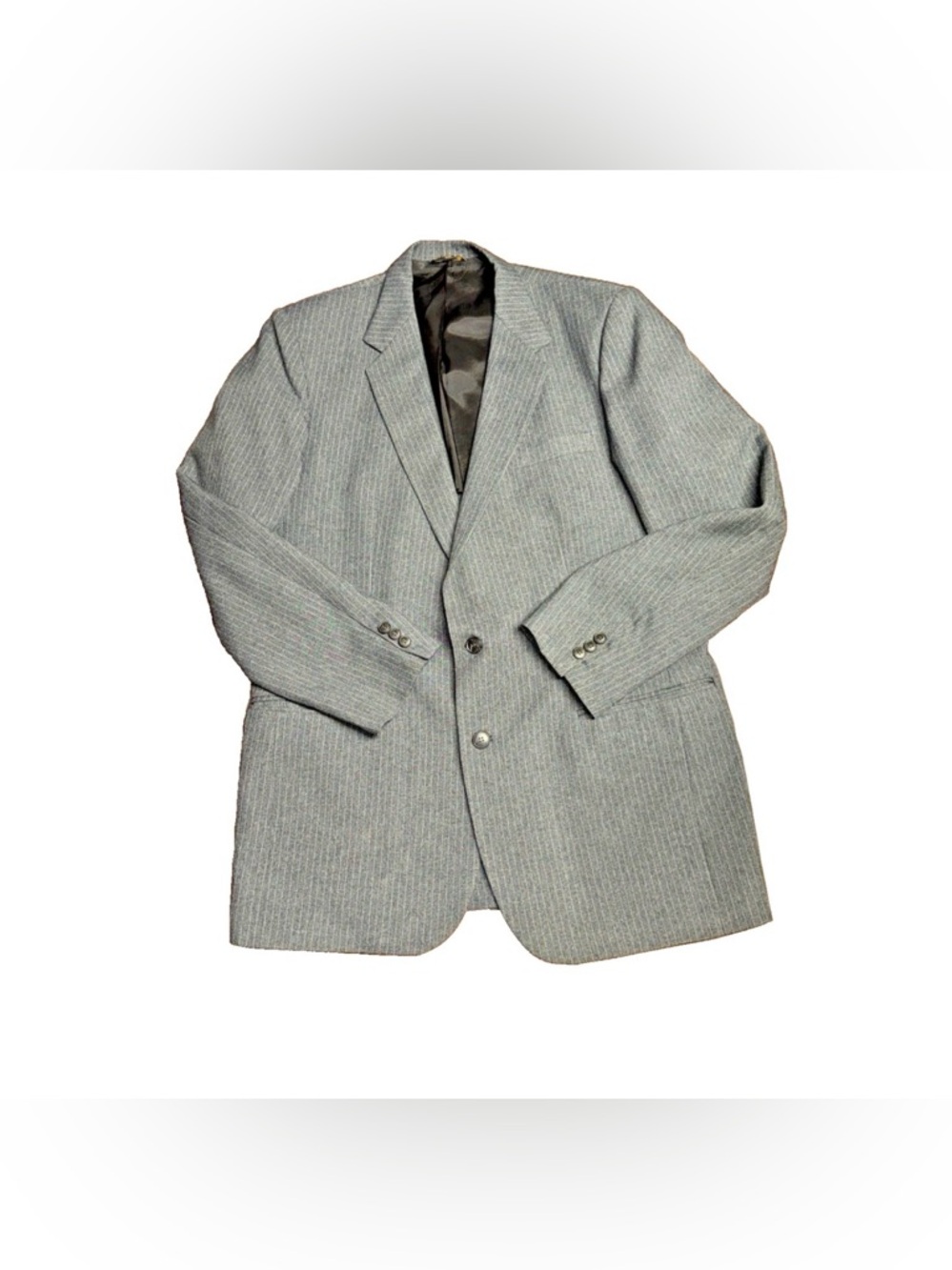 Magic Stretch By Haggar Vintage Blazer‎ Gray Pinstripe 44L Made In USA